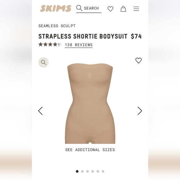 Brand New Skims Seamless Sculpt Strapless Shortie Bodysuit - Picture 6 of 7